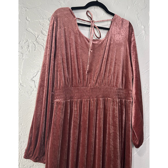 Knox Rose Long Sleeve Velvet A-Line Rose Pink Dress Size XXL Boho - Picture 3 of 9